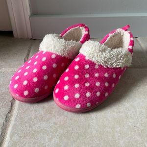 Pink polka dot slippers